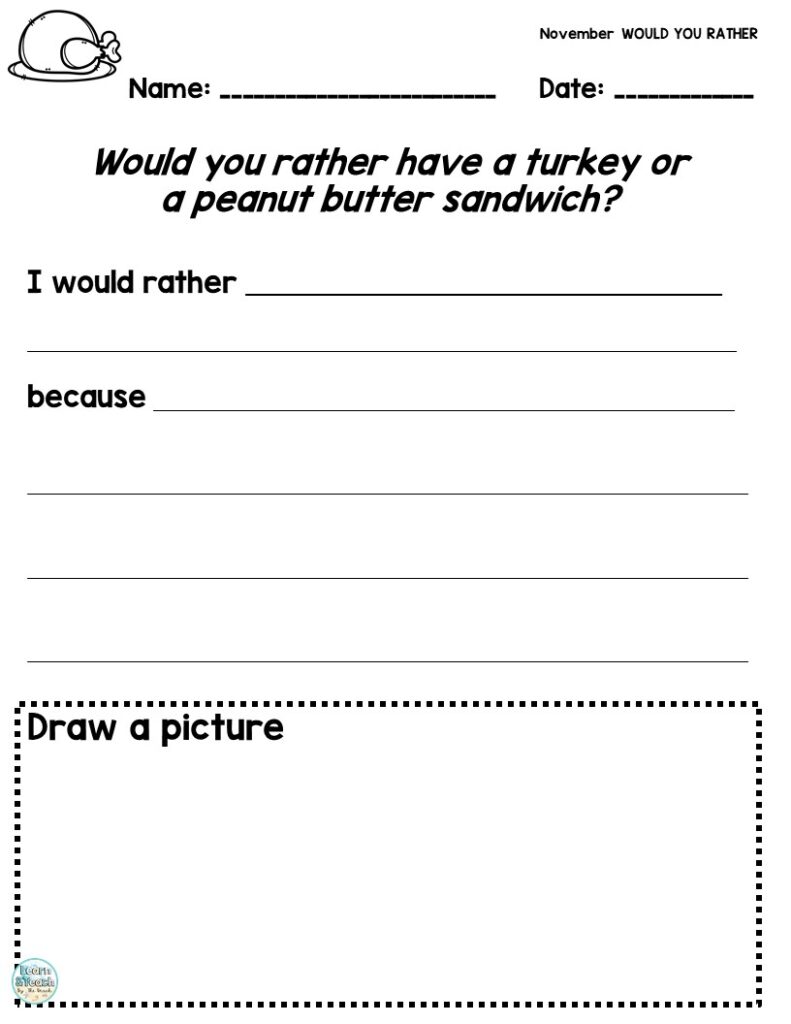 November Would You Rather Worksheet